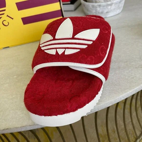 Adidas x Gucci 702412 Mens Slides Sandals Shoe, Red, sz Gucci 9 & 10 - Picture 16 of 16